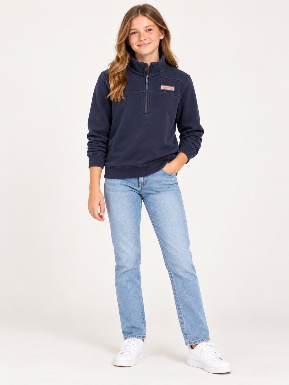 Vineyard Vines Youth XL Navy Shep Shirt Quarter Zip Pullover